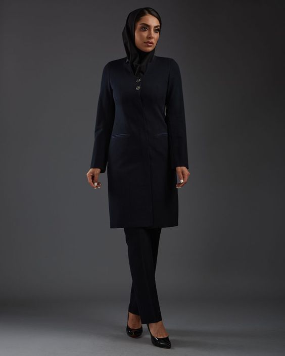 مانتو اداری سرمه ای ساده