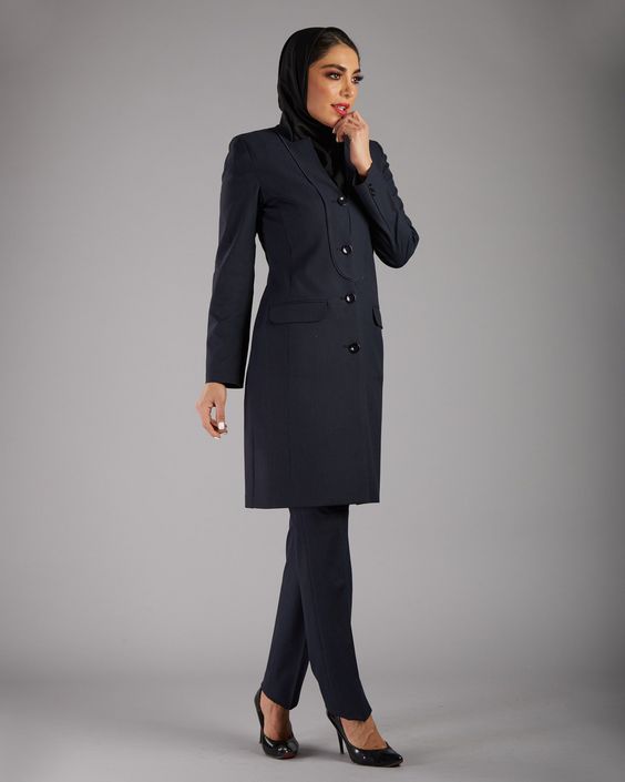 مانتو اداری سرمه ای ساده