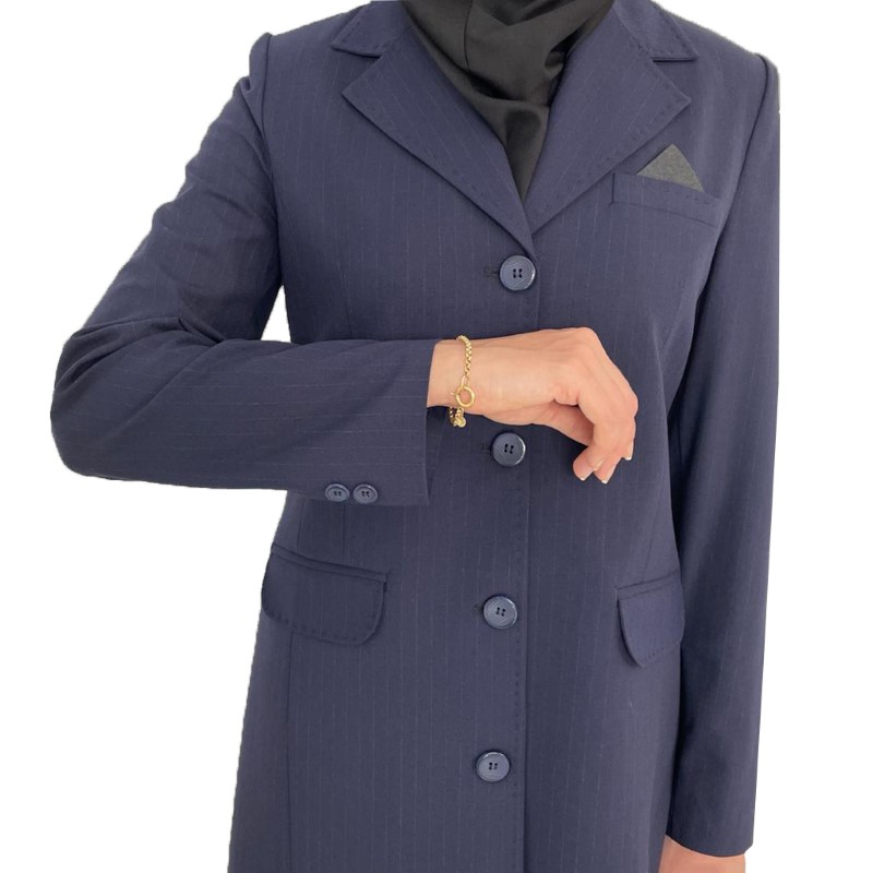 مانتو شلوار سرمه‌ای مجلسی