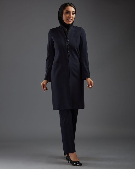 مانتو اداری سرمه ای ساده